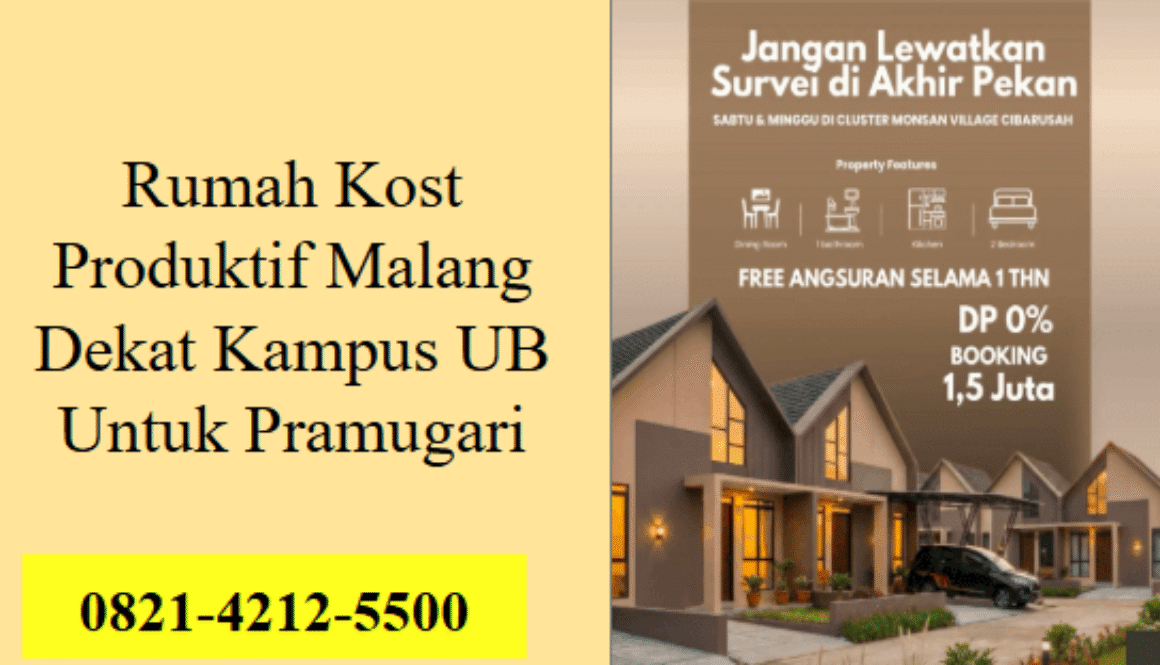 Rumah Kost Produktif Malang dekat Kampus UB untuk pramugari, investasi kost strategis dengan potensi arus kas stabil.